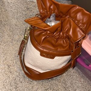 SHEIN Brown and Cream Mini Bucket Bag